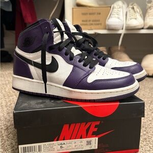Nike Air Jordan 1 Mid Purple Black White Sneakers